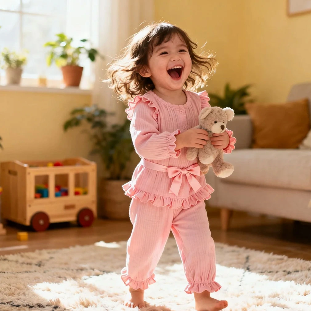 Cute toddler clothing set pink cotton daily wear