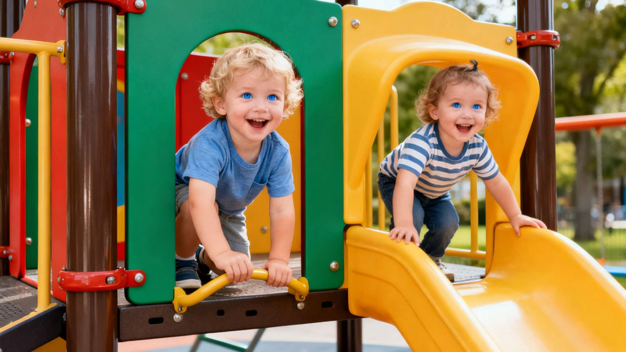 Toddler children running in soft pastel casual clothing sets